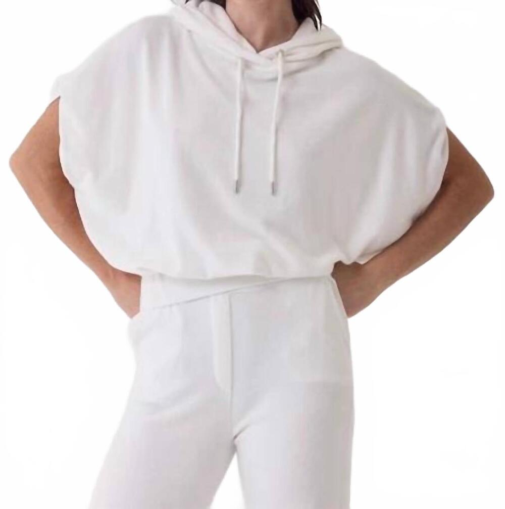 NEW MAJESTIC FILATURES women's organic cotton terry short sleeve hoodie in milk